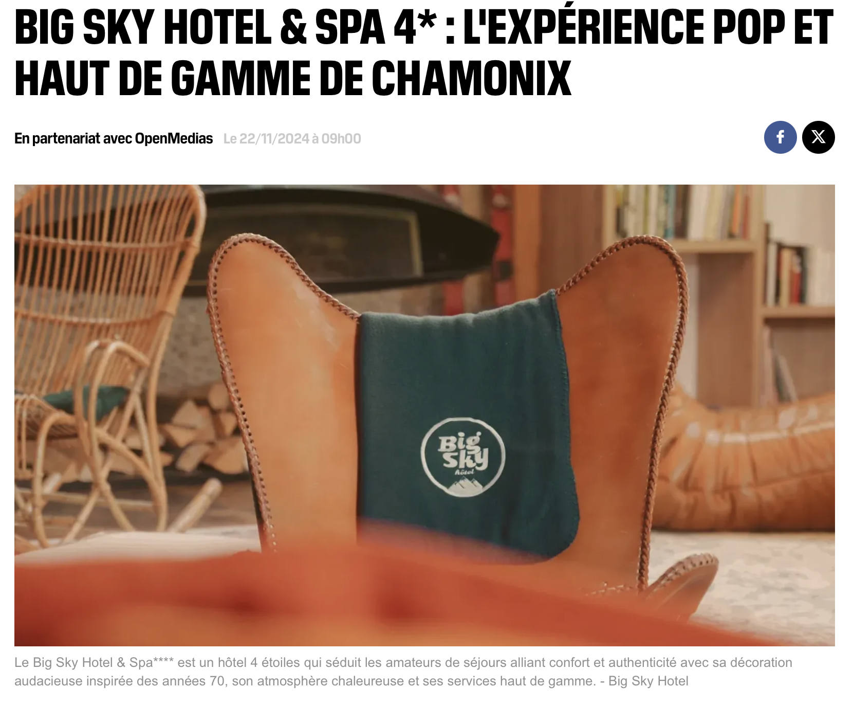 Big Sky Hotel & Spa**** : l'expérience pop et haut de gamme de Chamonix Mont-Blanc